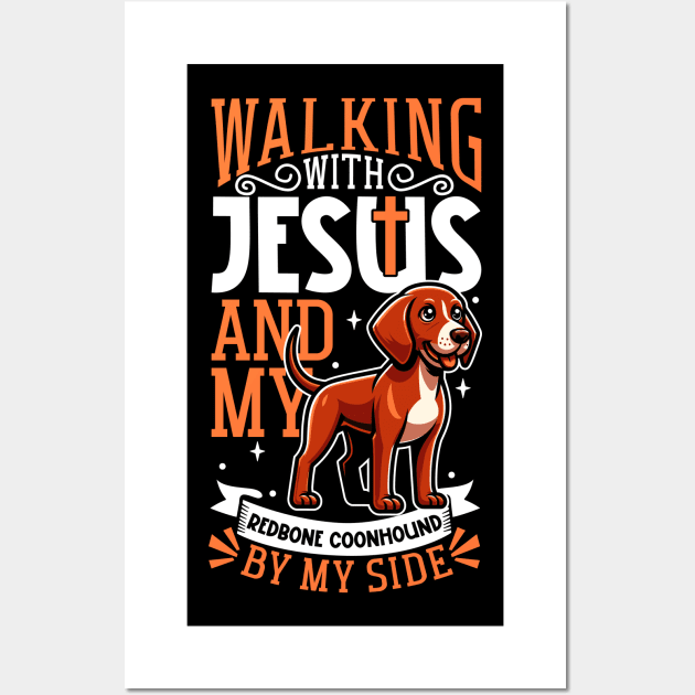 Jesus and dog - Redbone Coonhound Wall Art by Modern Medieval Design